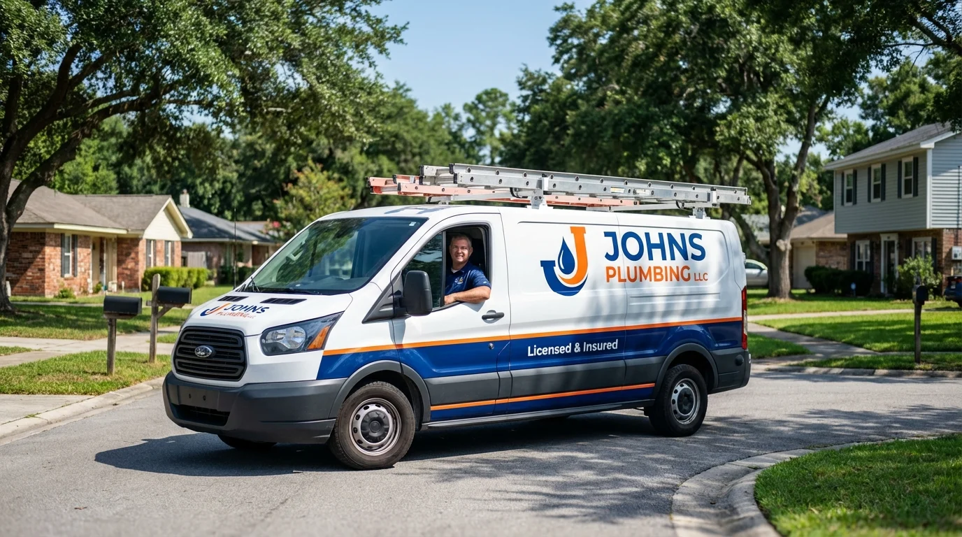 Johns Plumbing LLC service van in Winner, SD