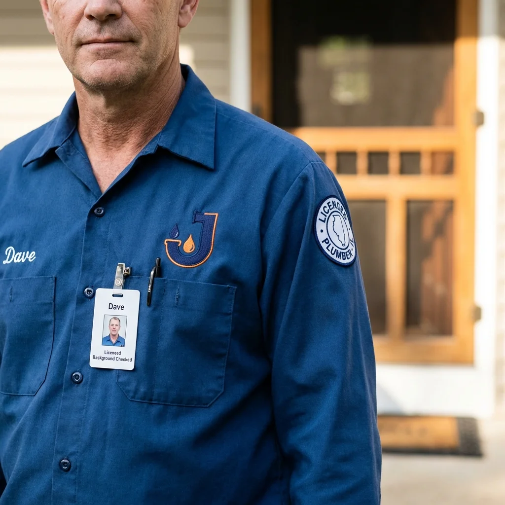 Licensed plumber showing ID badge in Winner, SD