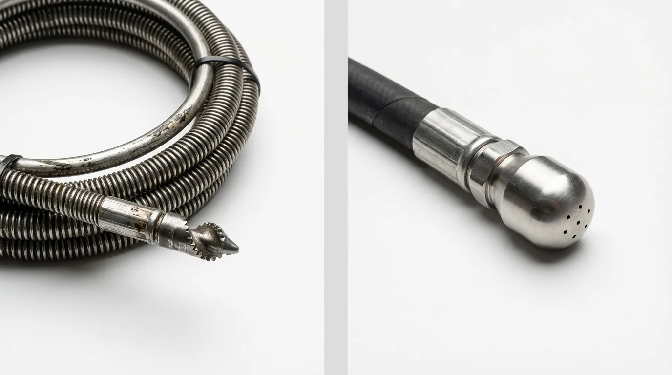 Drain snake cable and hydro jetting nozzle used for drain cleaning in Winner, SD