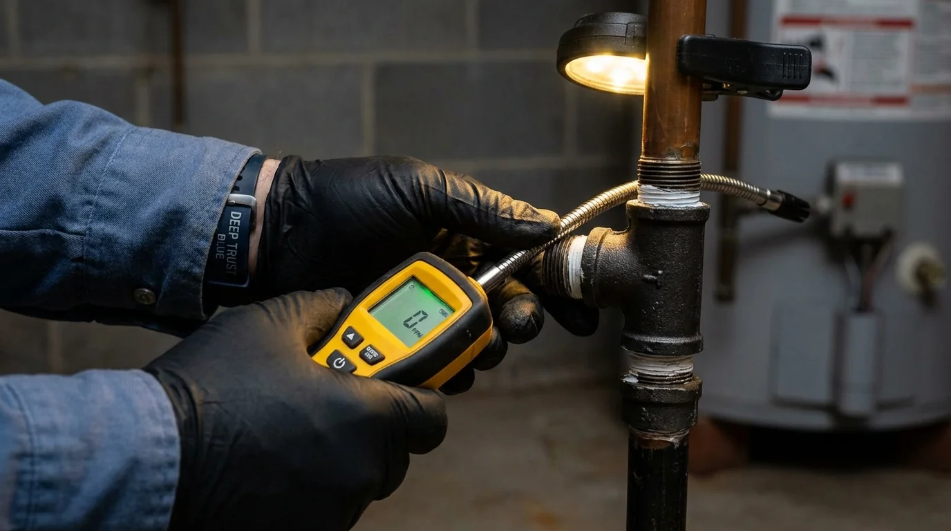 Gas leak detection with electronic sniffer by Johns Plumbing LLC in Winner