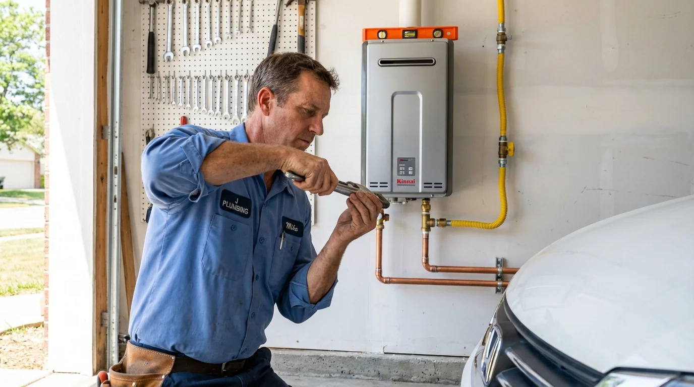 Tankless water heater installation by a Johns Plumbing LLC plumber in Winner